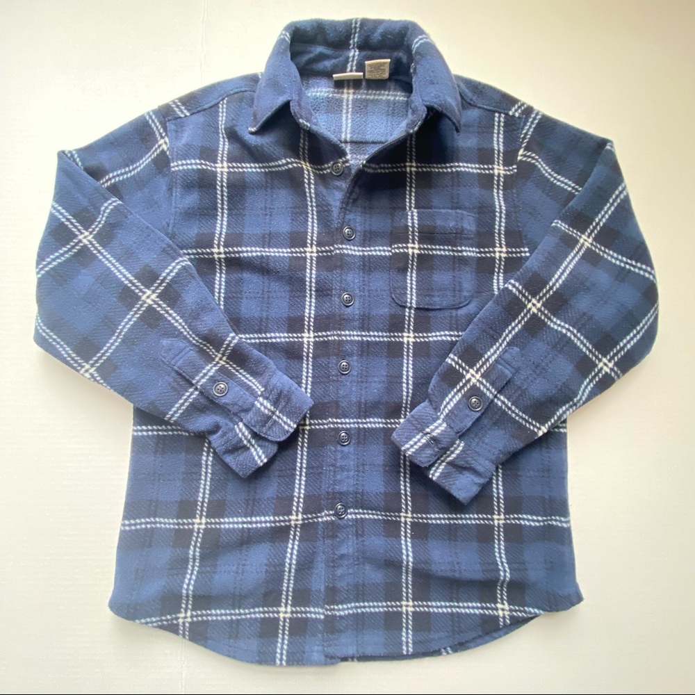L.L. Bean Blue Button Down Fleece Sweater Turtle Neck Plaid Women’s Medium 10/12